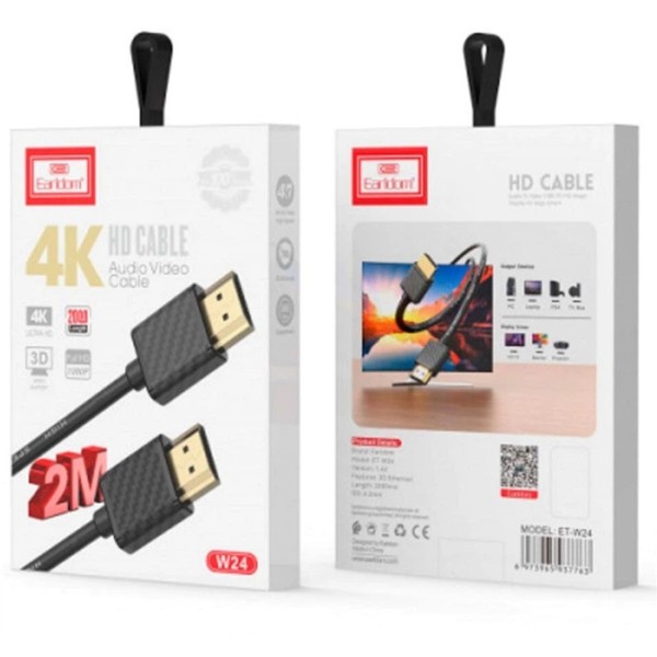Фото - Кабель HDMI Earldom HDMI-HDMI ET-W24 4K/2M Black (HD-000006)